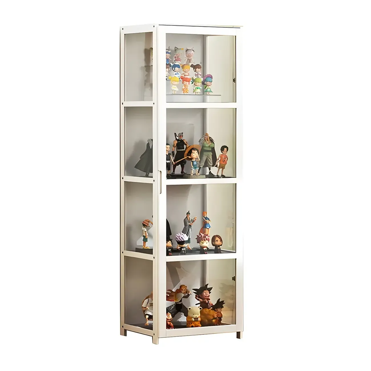 Modern White Bamboo Glass Display Cabinet for Figurines Image - 10
