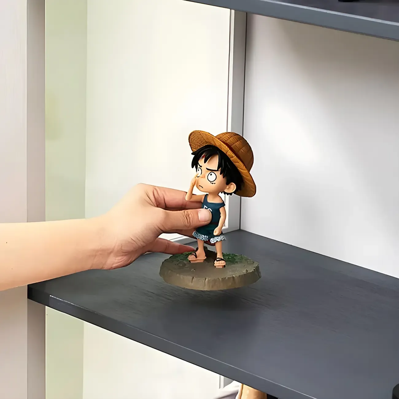 Modern White Bamboo Glass Display Cabinet for Figurines Image - 13