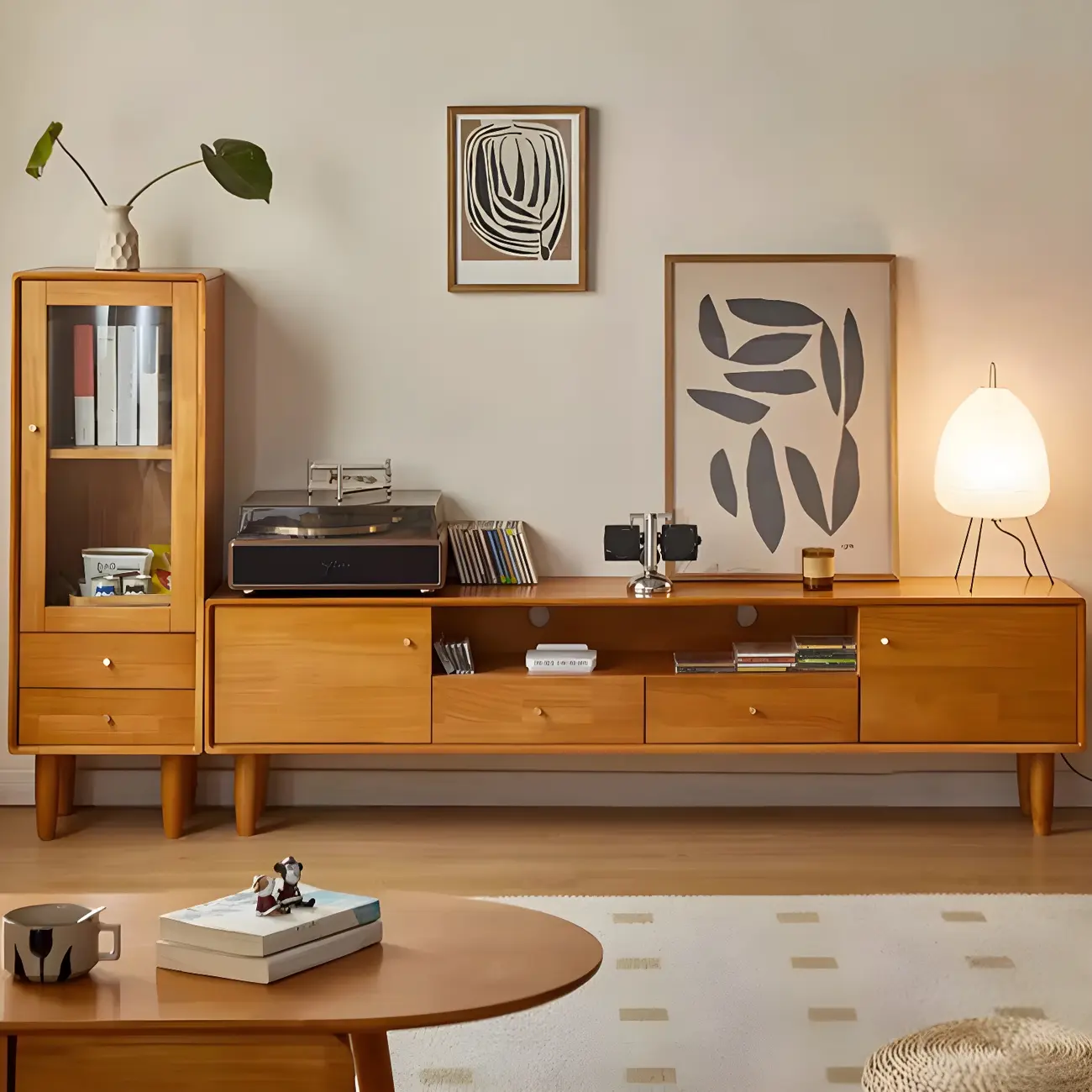 Modern Solid Wood TV Stand with Drawers Image - 10 | homeyfad