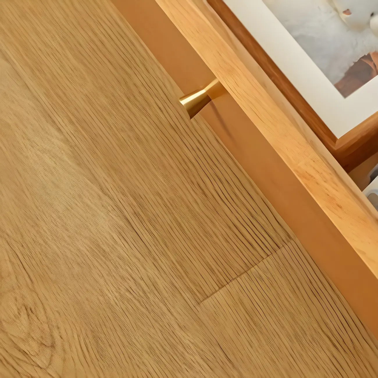 Scandinavian Brown Wooden TV Stand with Drawers Image - 6 | homeyfad