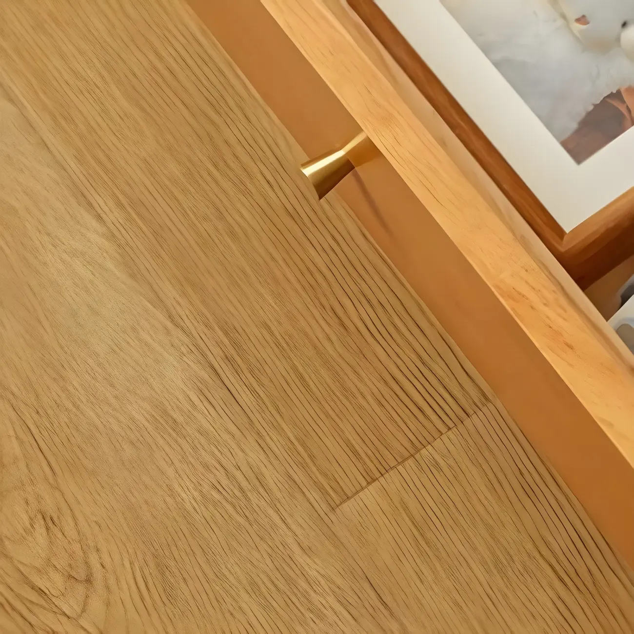 Scandinavian Brown Wooden TV Stand with Drawers Image - 6