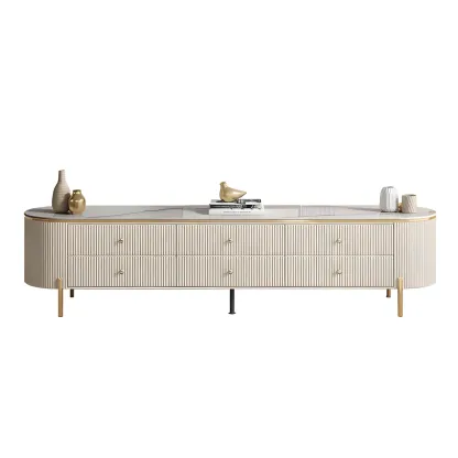 Modern Stone TV Stand with 6-Drawers & Legs for Living Room Image - 5