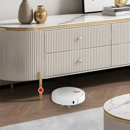 Modern Stone TV Stand with 6-Drawers & Legs for Living Room Image - 7