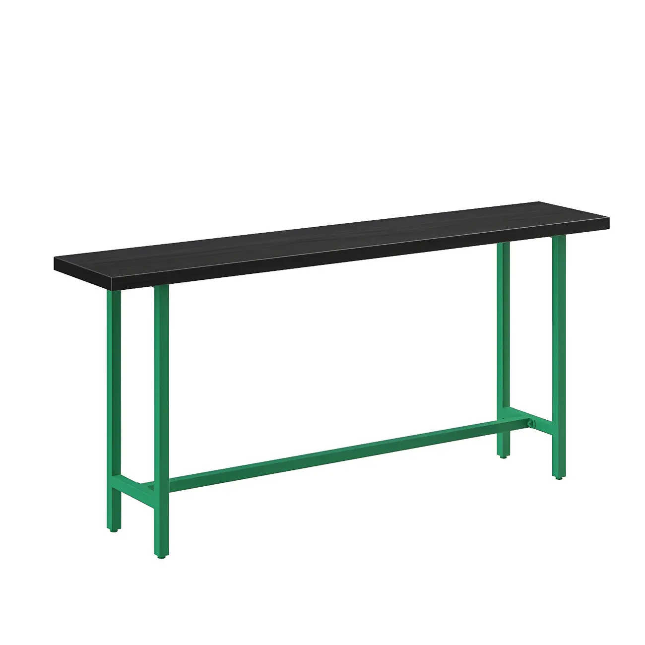 Industrial Black Wood Top Metal Trestle Base Bar Table Image - 10 | homeyfad