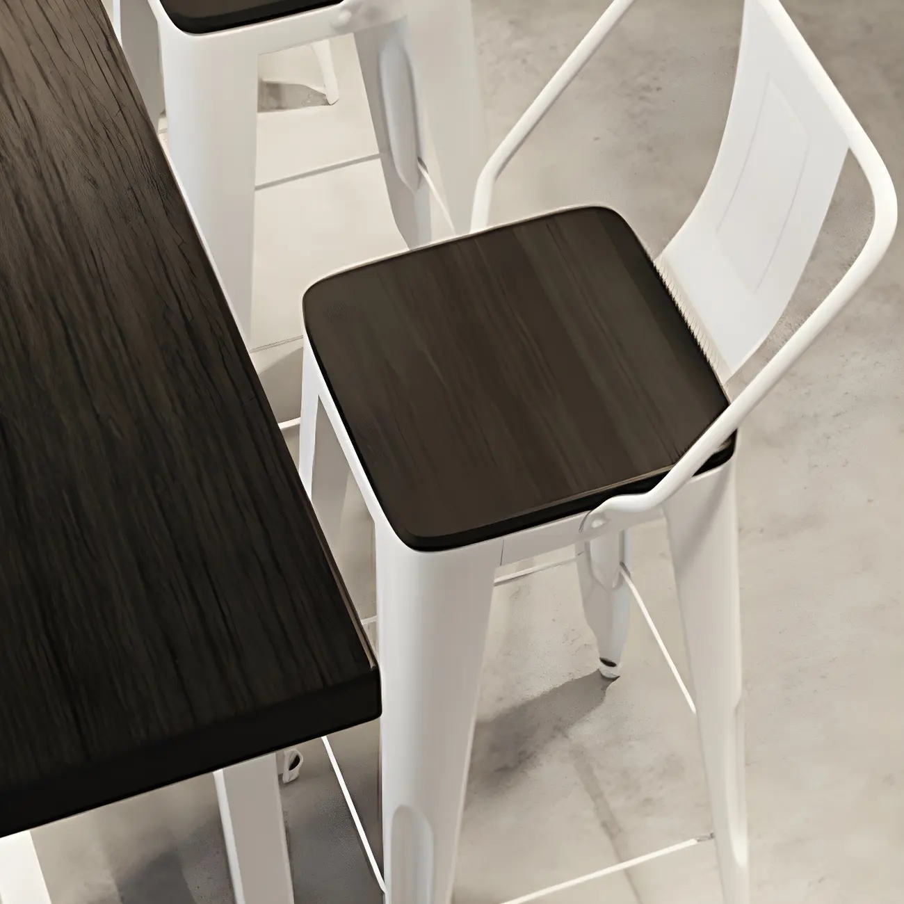 Industrial Black Wood Top Metal Trestle Base Bar Table Image - 14 | homeyfad