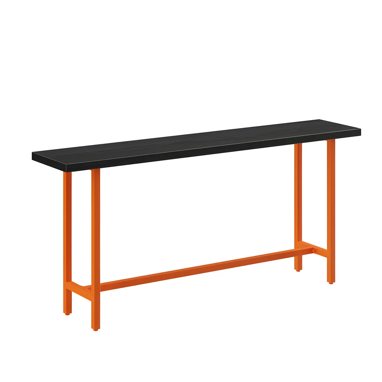 Industrial Black Wood Top Metal Trestle Base Bar Table Image - 17 | homeyfad