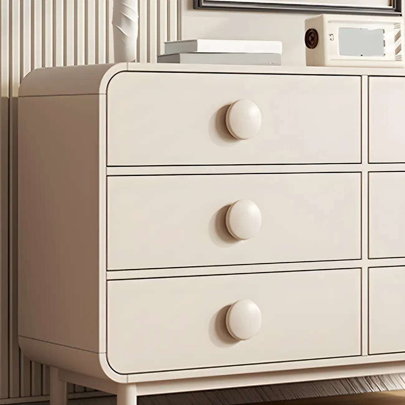 Minimalist White Wood Dresser & Chests with 6 Drawers Image - 9