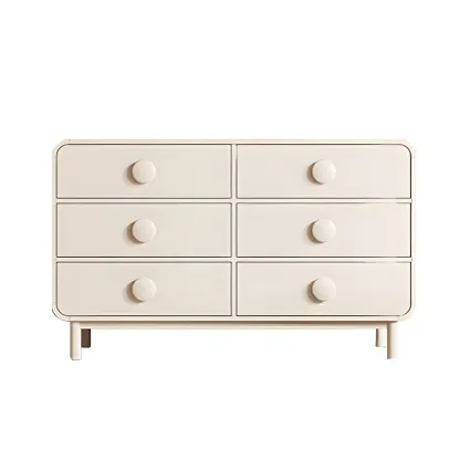 Minimalist White Wood Dresser & Chests with 6 Drawers Image - 8