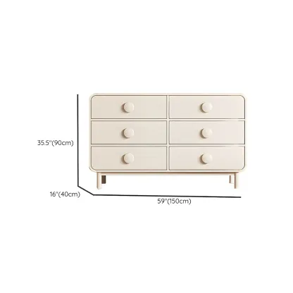 Minimalist White Wood Dresser & Chests with 6 Drawers Image - 12