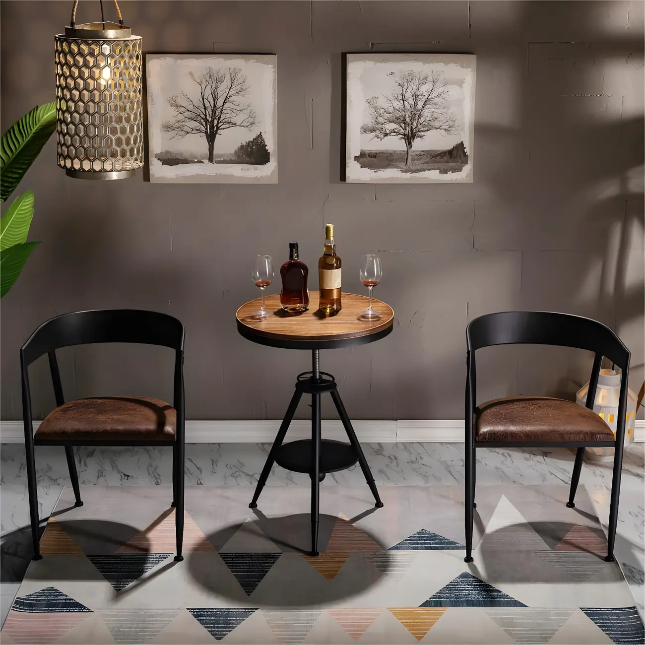 Adjustable Industrial Rustic Wood Bar Table for Home Pub Image - 1 | homeyfad