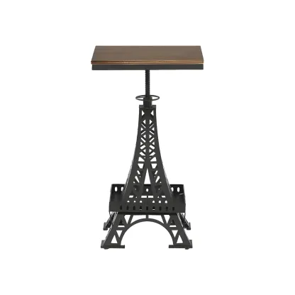 Adjustable Industrial Rustic Wood Bar Table for Home Pub Image - 7