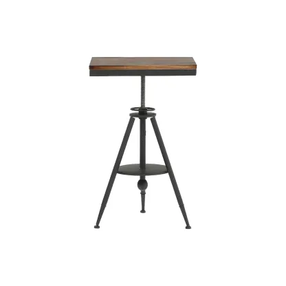 Adjustable Industrial Rustic Wood Bar Table for Home Pub Image - 9