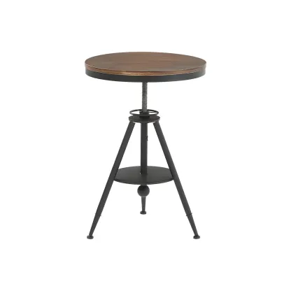 Adjustable Industrial Rustic Wood Bar Table for Home Pub Image - 11