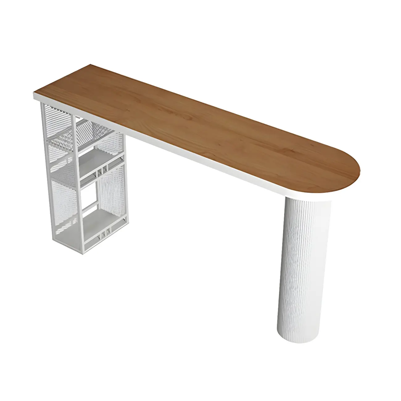 Glam Brown Wooden Free Form White Iron Storage Bar Tables Image - 2 | homeyfad