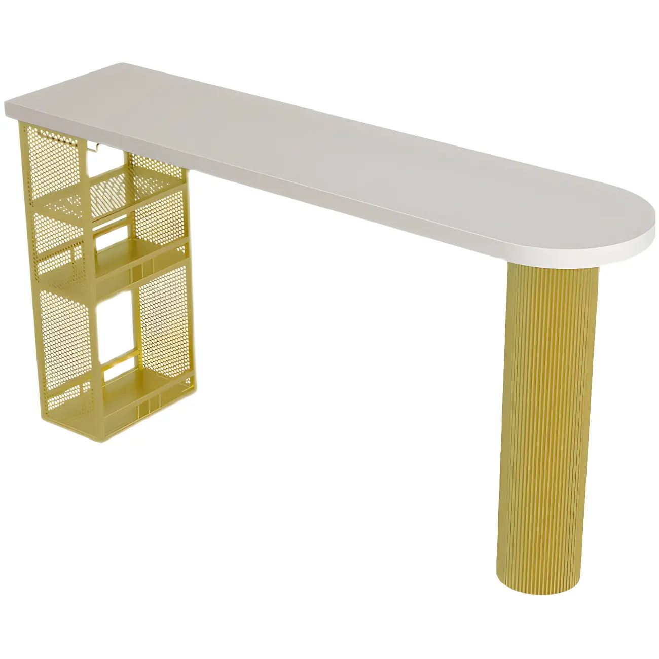 Glam Brown Wooden Free Form White Iron Storage Bar Tables Image - 7 | homeyfad