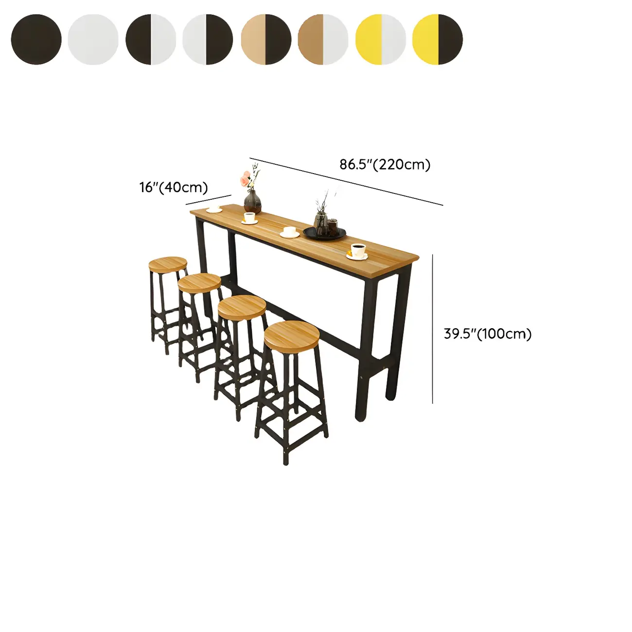 Rectangular Natural Wood Metal Trestle Bar Tables Image - 35 | homeyfad