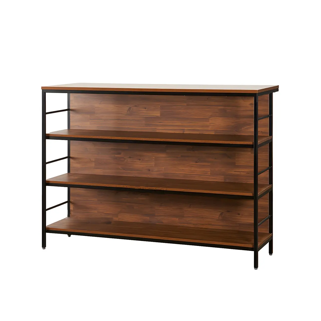 Industrial Brown Wooden 3-Tier Rear Shelf Bar Tables Image - 2 | homeyfad