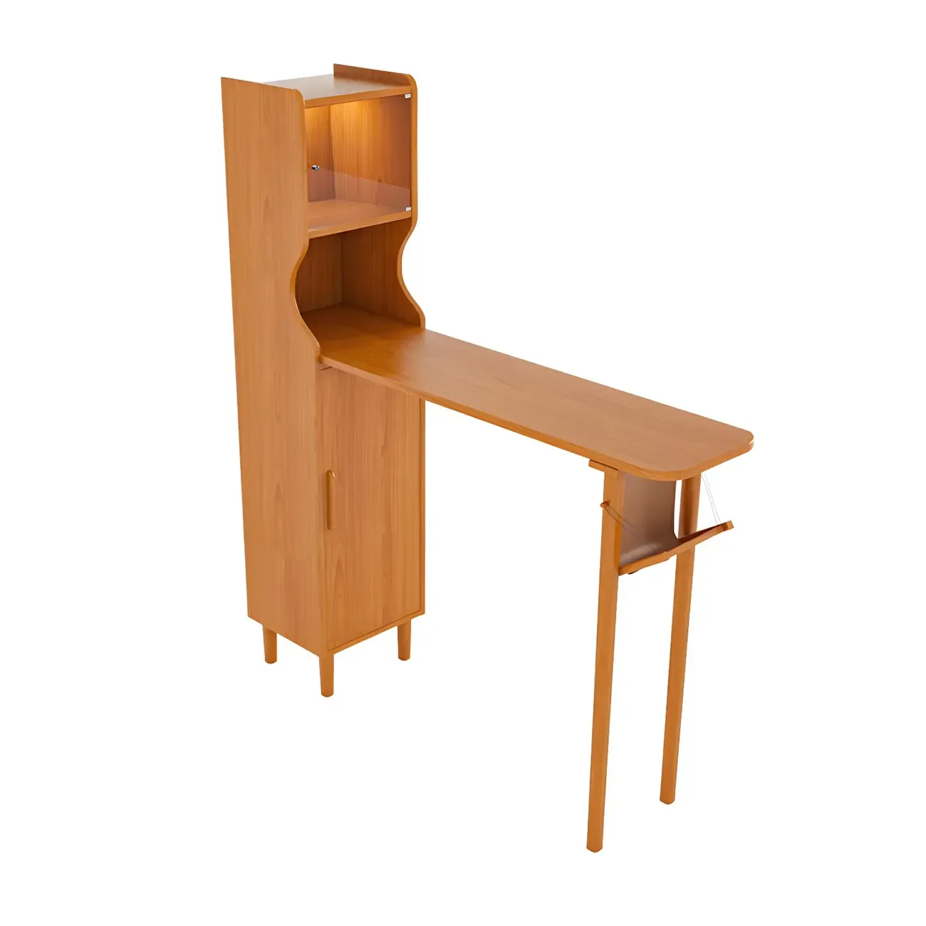 Scandinavian Natural Cherry Wood Storage Bar Tables Image - 2