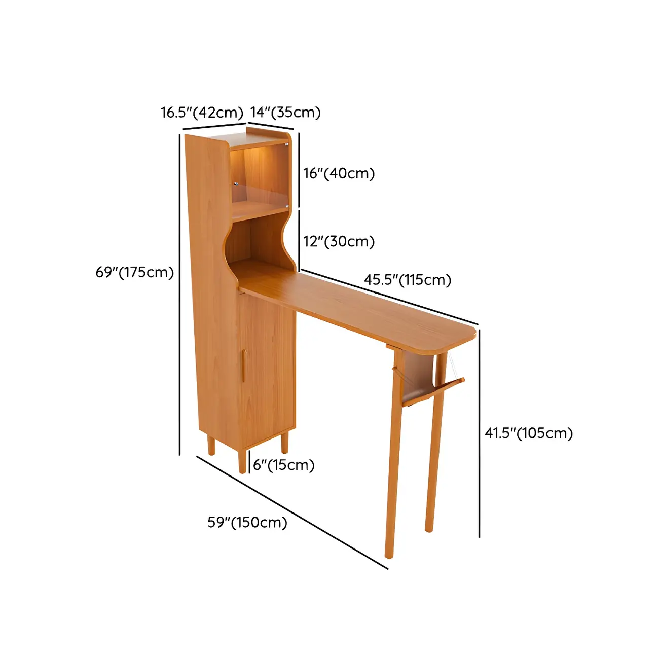 Scandinavian Natural Cherry Wood Storage Bar Tables #size | homeyfad