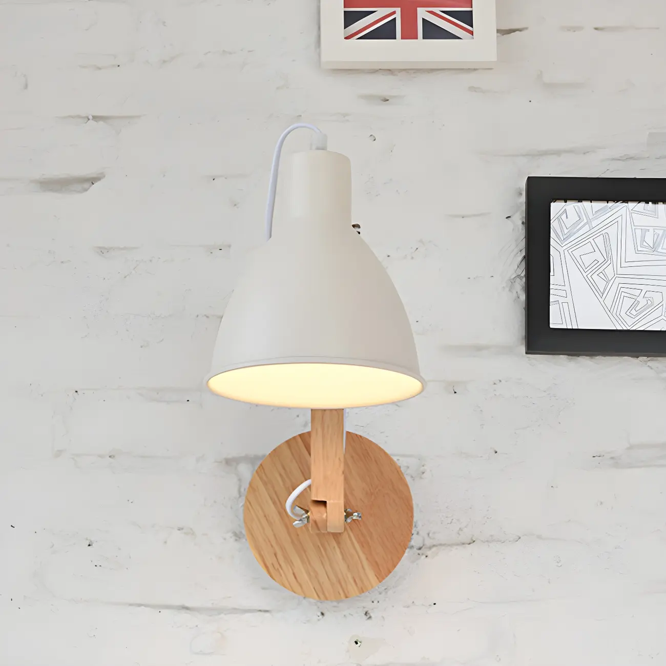 Domed Metal Shade Wood Swing Arm Wall Light Image - 1 | homeyfad