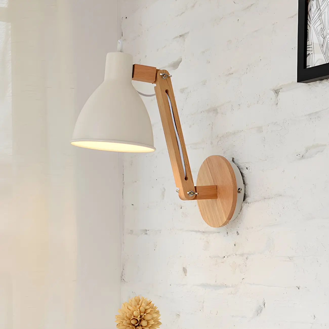 Domed Metal Shade Wood Swing Arm Wall Light Image - 2 | homeyfad