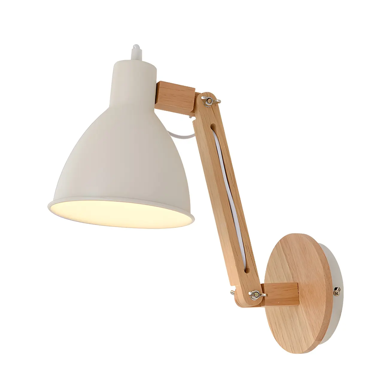 Domed Metal Shade Wood Swing Arm Wall Light Image - 3 | homeyfad