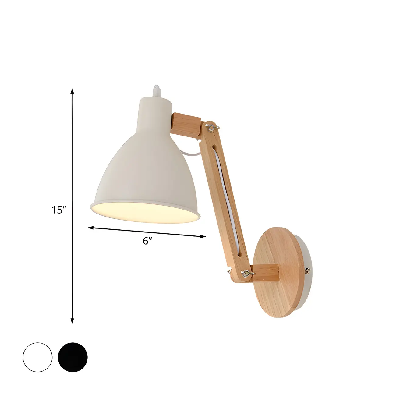 Domed Metal Shade Wood Swing Arm Wall Light Image - 4 | homeyfad