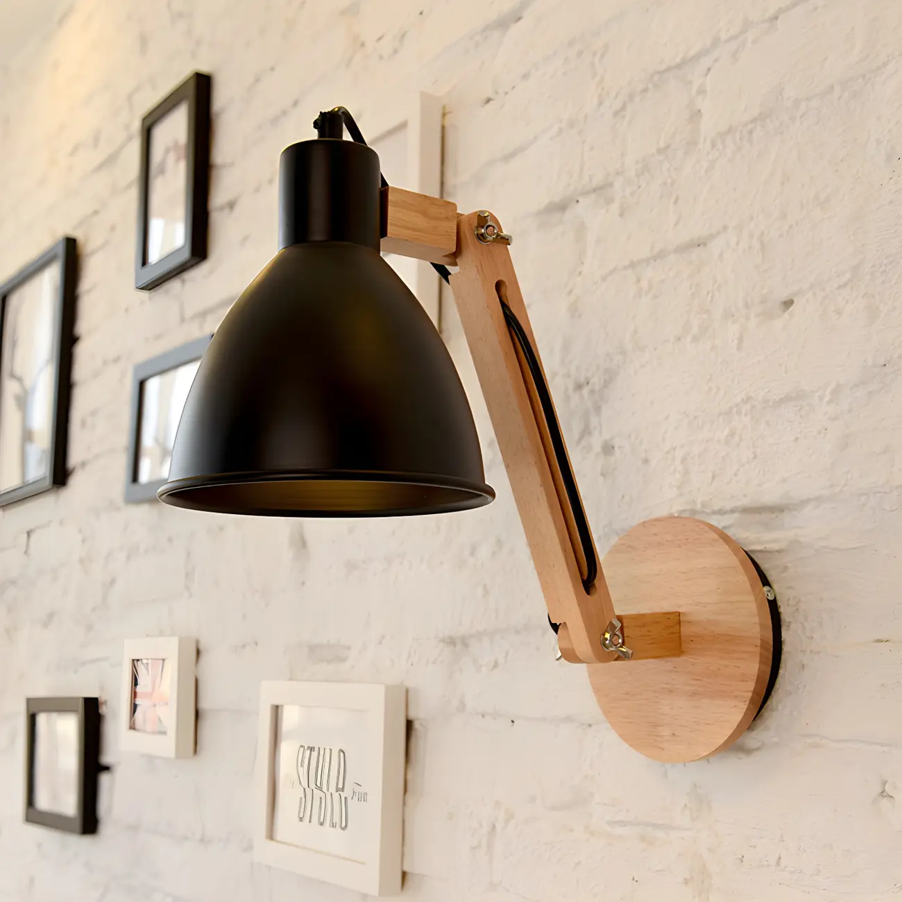 Domed Metal Shade Wood Swing Arm Wall Light Image - 5 | homeyfad