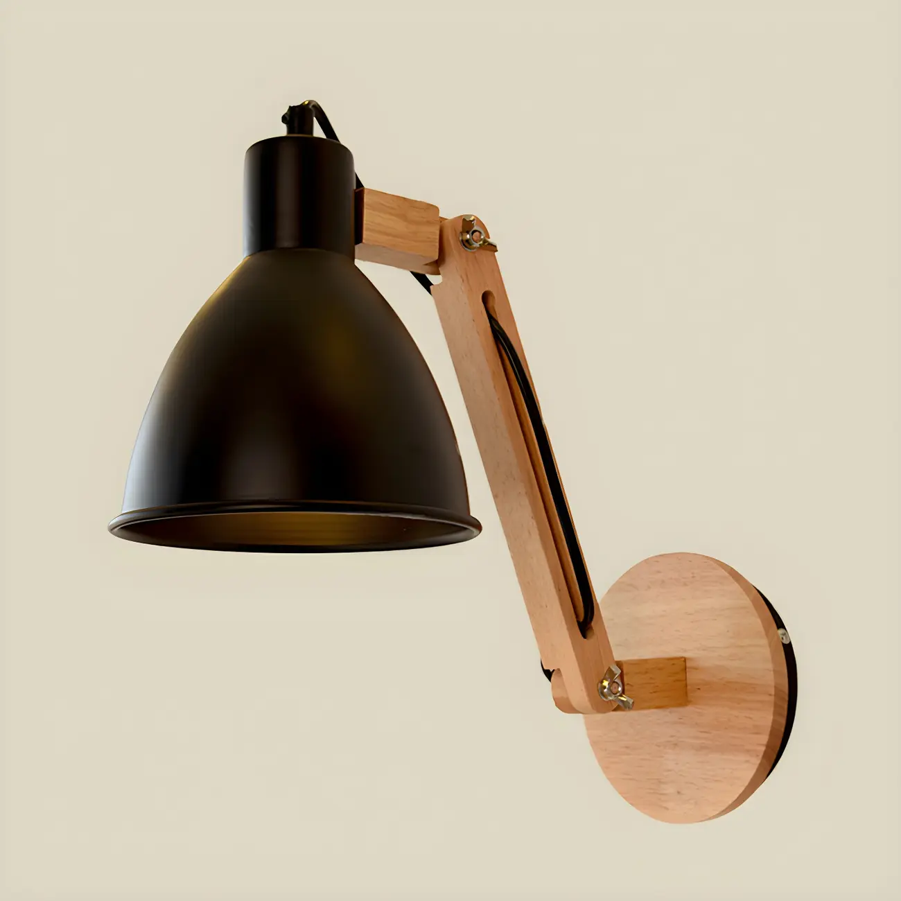 Domed Metal Shade Wood Swing Arm Wall Light Image - 7 | homeyfad