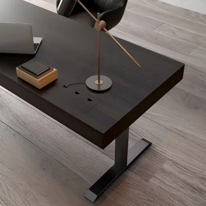 Glam Black Wooden Adjustable Standing Office Desk with Drawers Image - 7