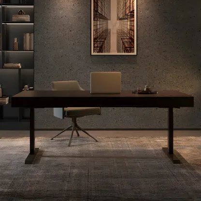 Glam Black Wooden Adjustable Standing Office Desk with Drawers Image - 10
