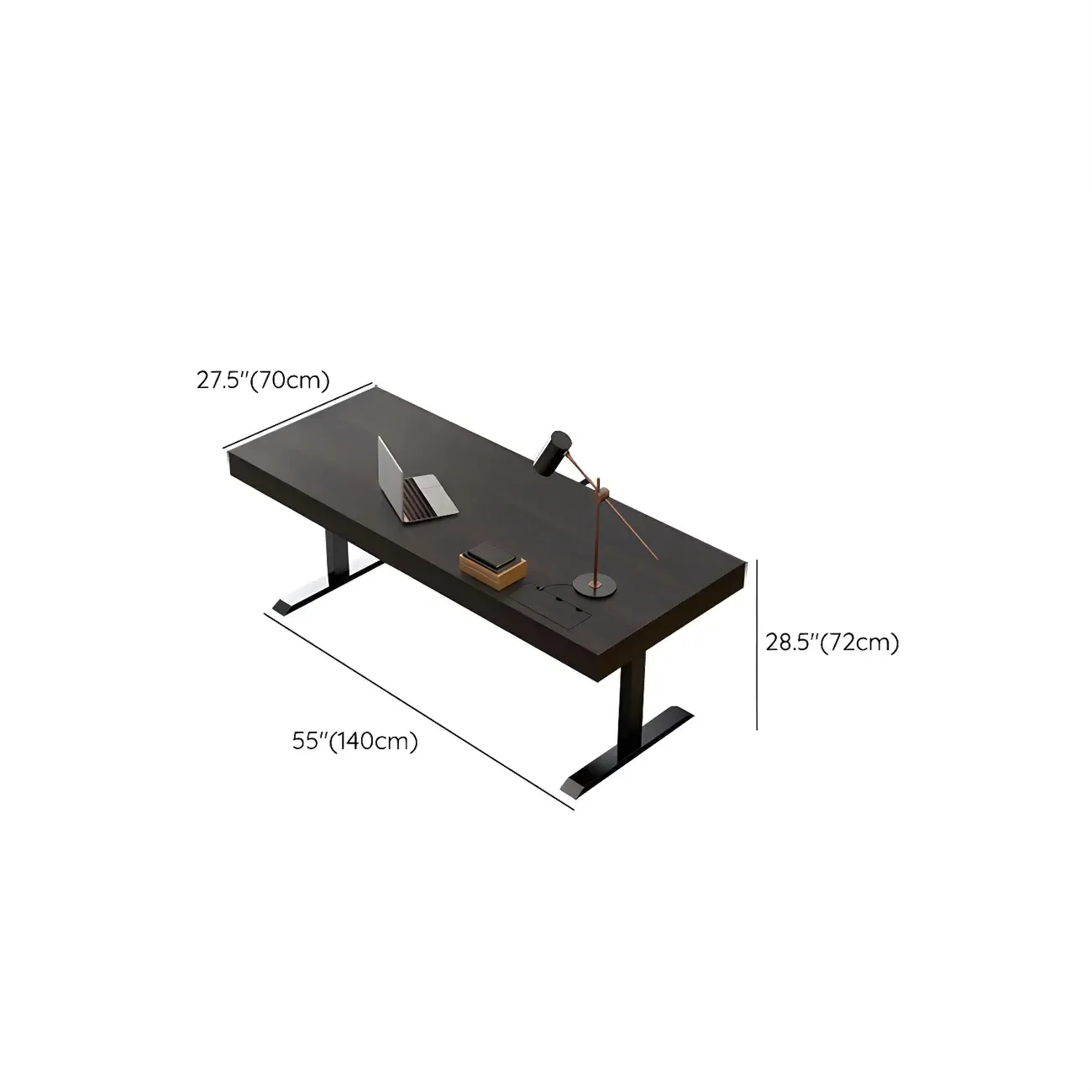 Glam Black Wooden Adjustable Standing Office Desk with Drawers #size