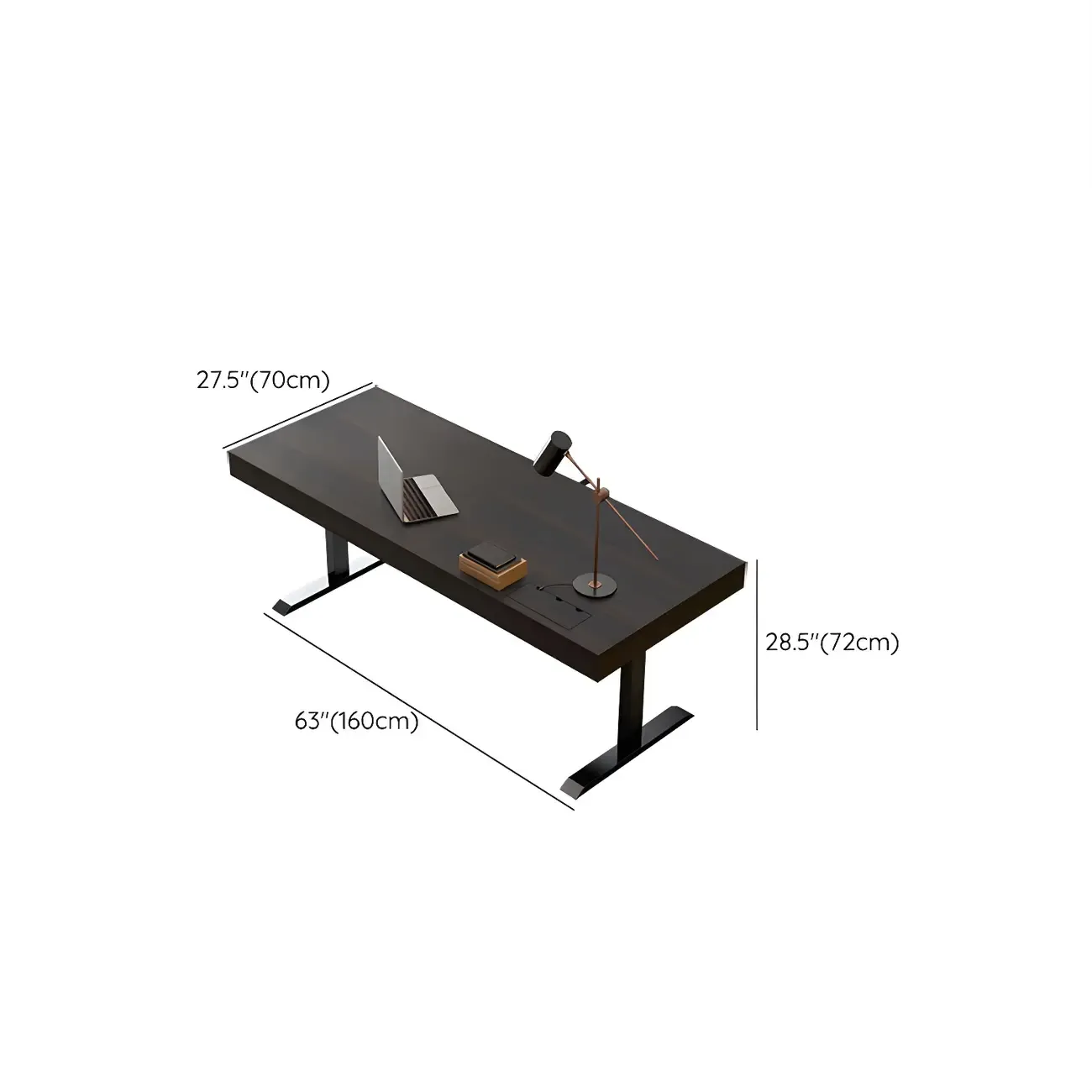 Glam Black Wooden Adjustable Standing Office Desk with Drawers Image - 12