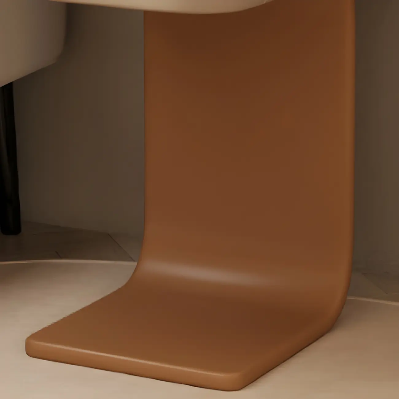 Khaki Stone Top Wood C-Shaped Nightstand with Drawer Image - 12 | homeyfad