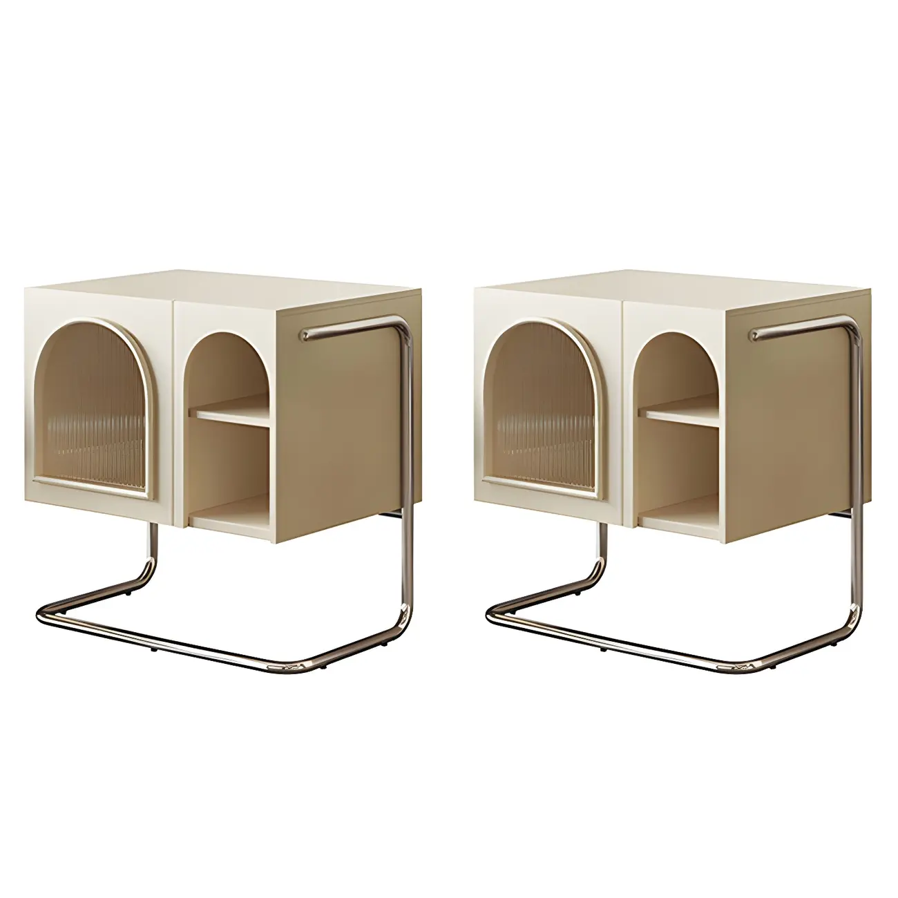 Narrow Cubic Wooden Black Nightstand in Steel Base Image - 11 | homeyfad