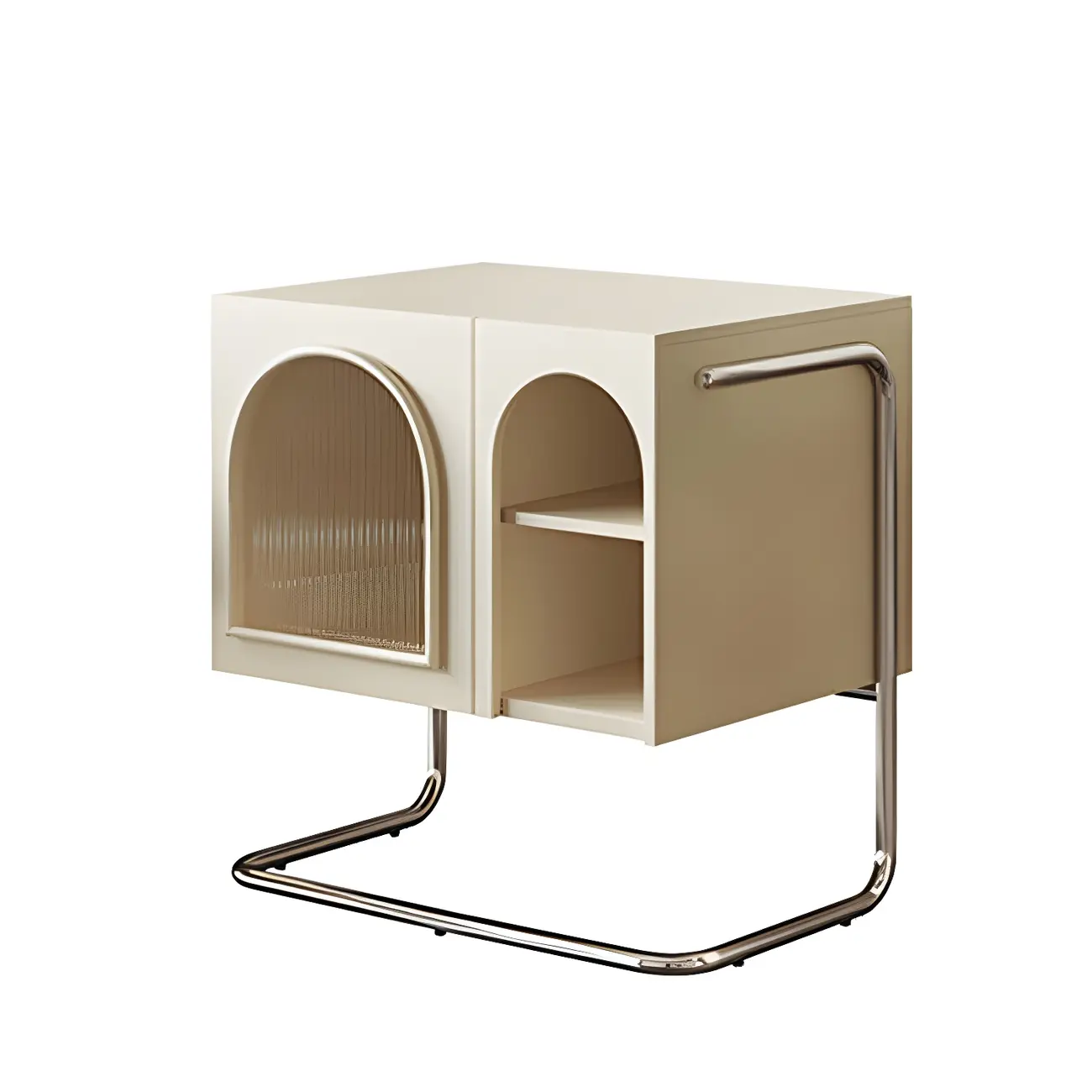 Narrow Cubic Wooden Black Nightstand in Steel Base Image - 14 | homeyfad