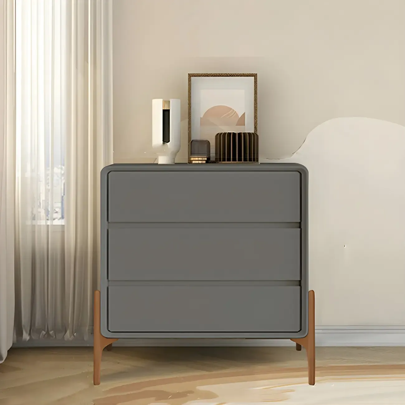 Modern Vertical Solid Wood Soft-Close Storage Chest Image - 9