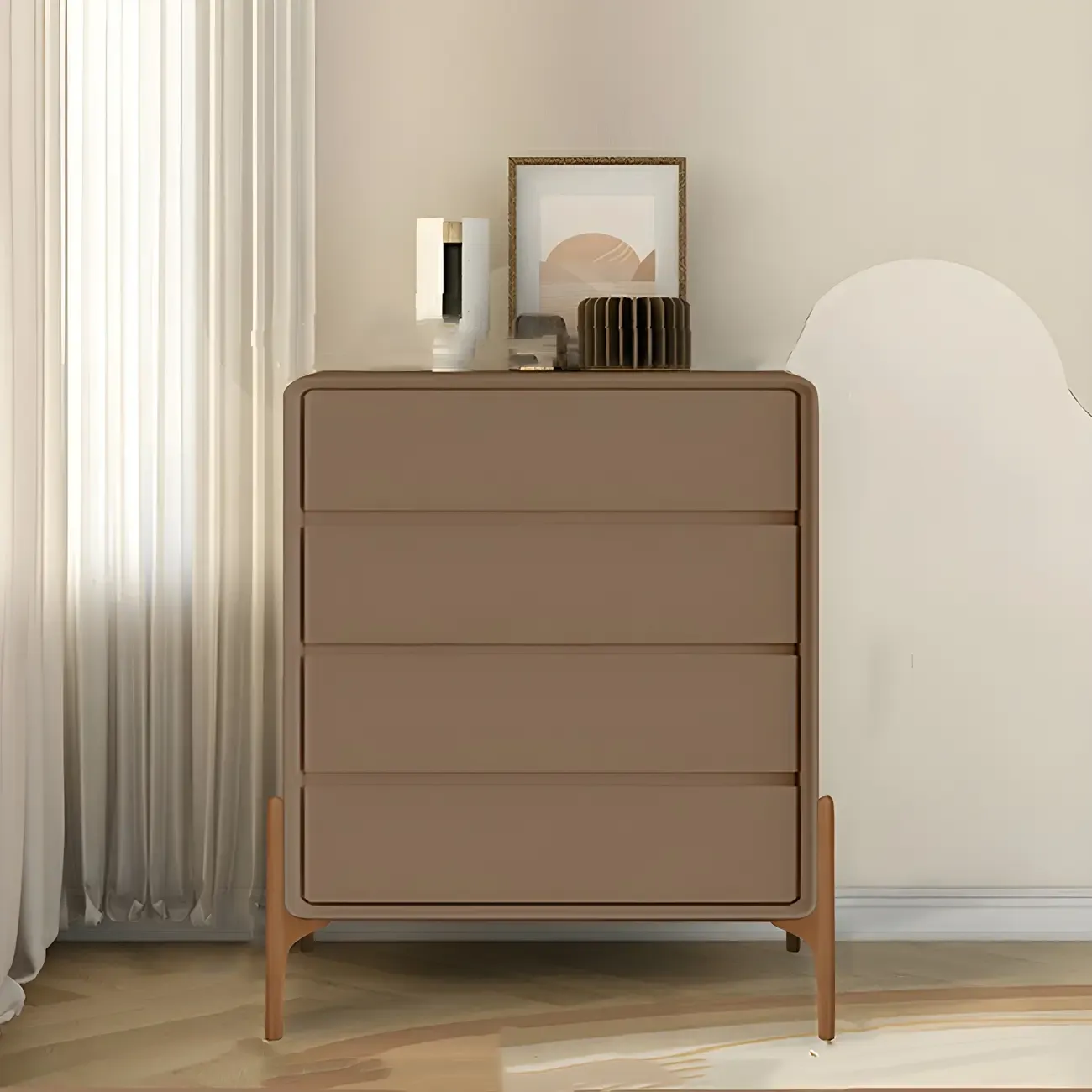 Modern Vertical Solid Wood Soft-Close Storage Chest Image - 44