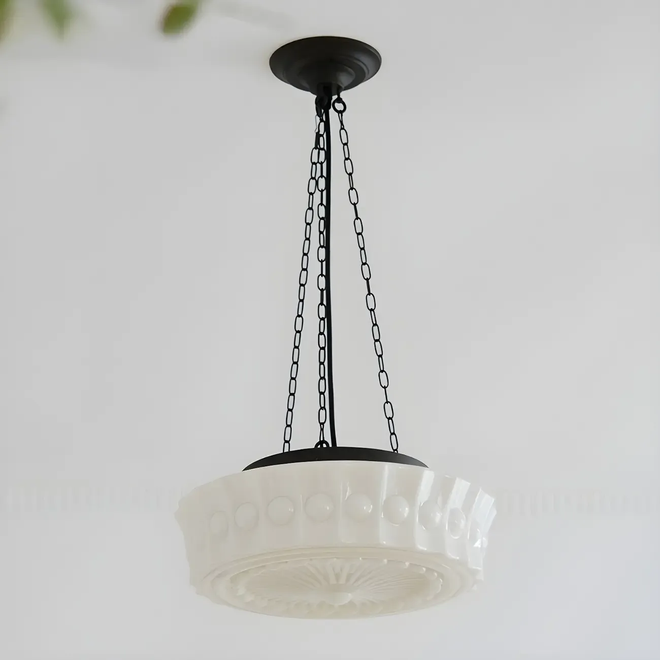 Vintage Flush Mount Chandelier with Frosted Glass Image - 3