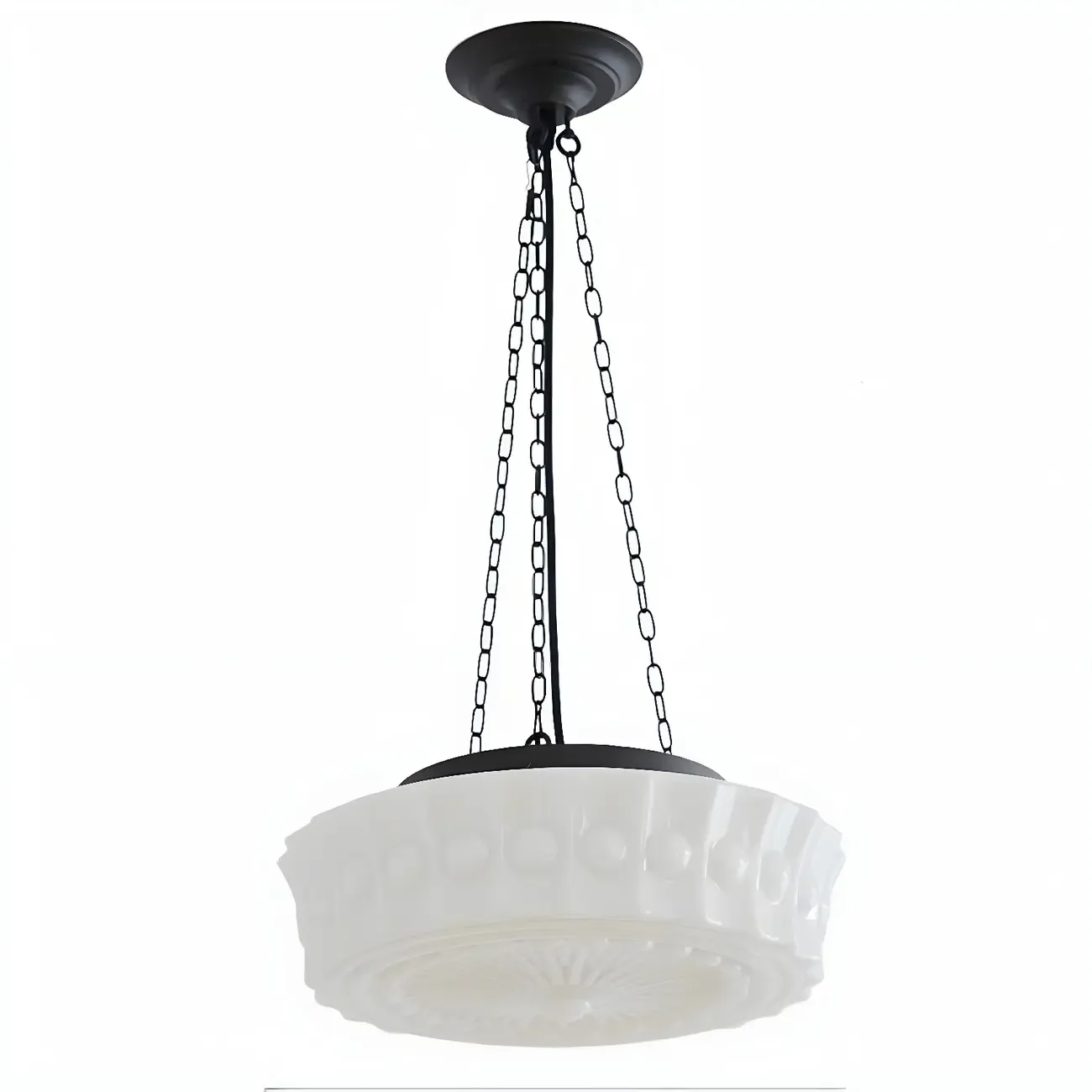 Vintage Flush Mount Chandelier with Frosted Glass Image - 7