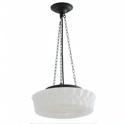 Vintage Flush Mount Chandelier with Frosted Glass Image - 7