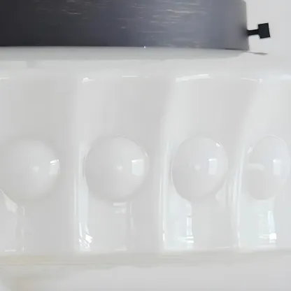 Vintage Flush Mount Chandelier with Frosted Glass Image - 9