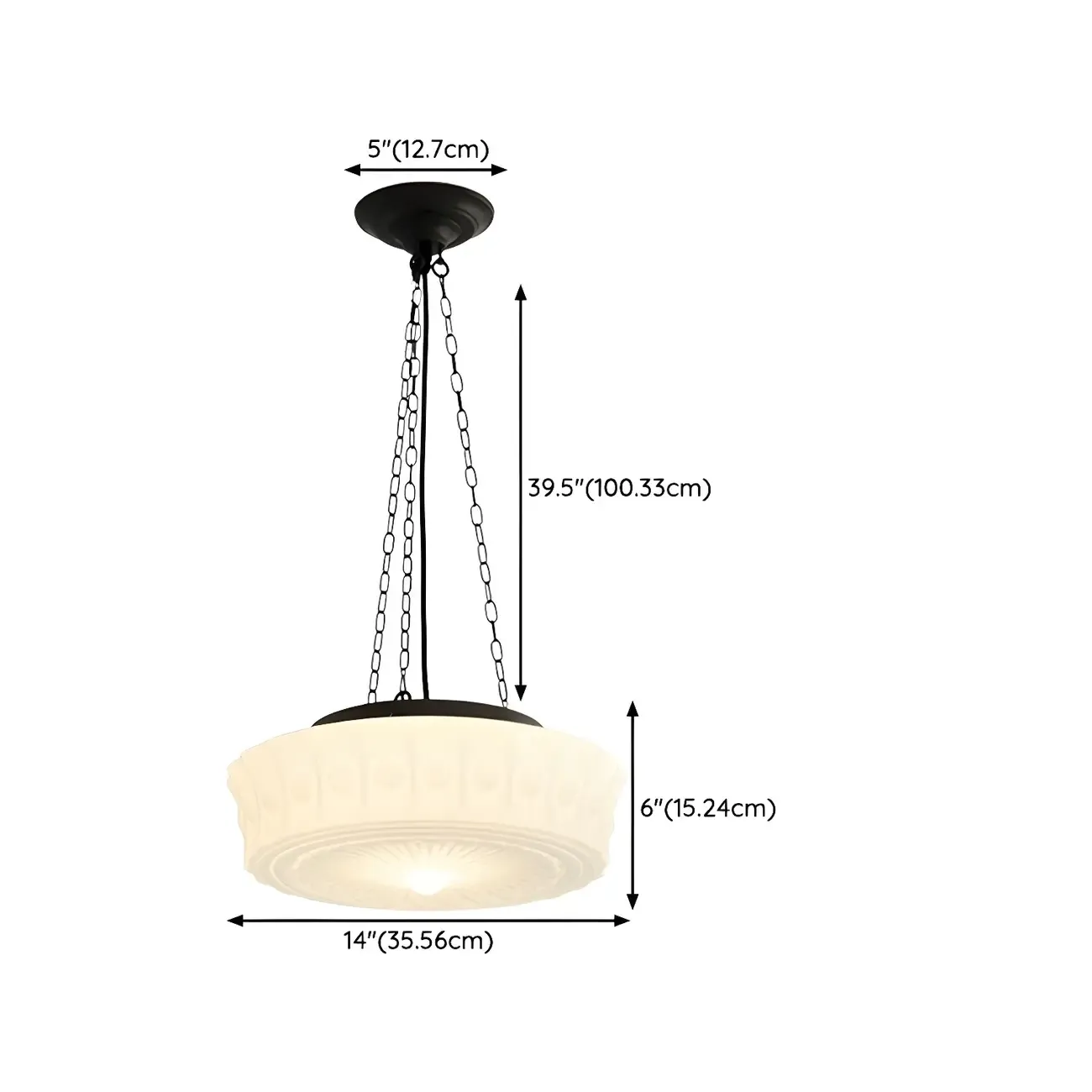 Vintage Flush Mount Chandelier with Frosted Glass #size