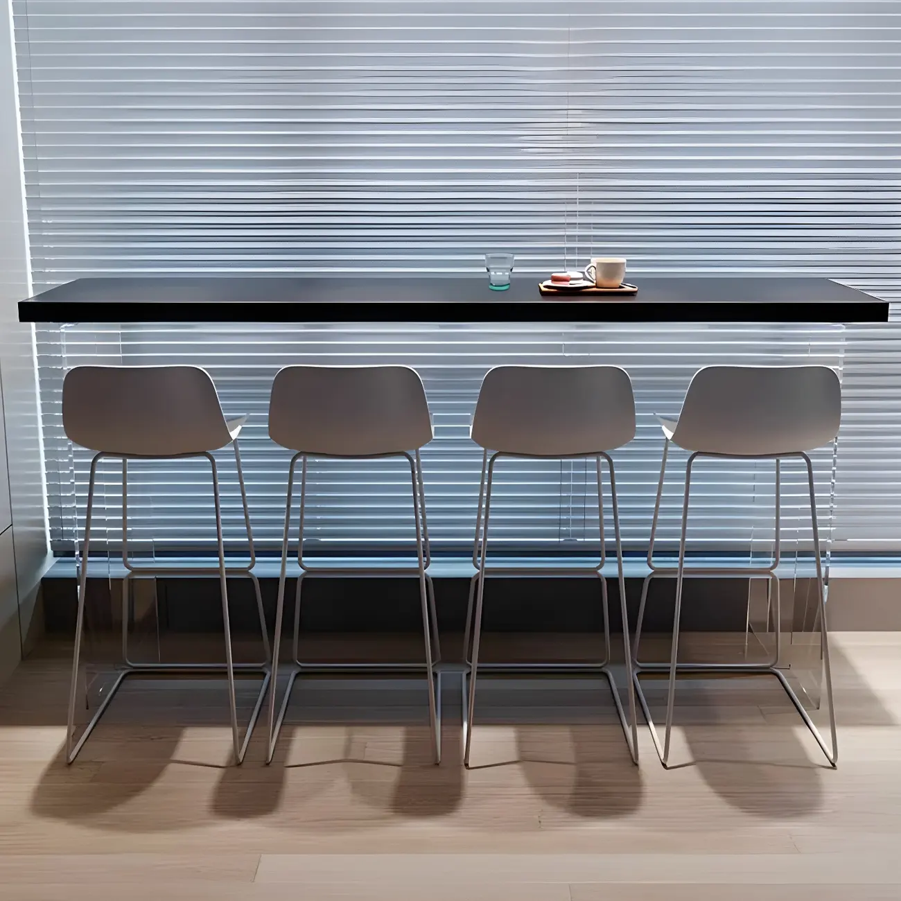 Minimalist Black Wood Clear Base Bar Table for Kitchen Dining Image - 1 | homeyfad