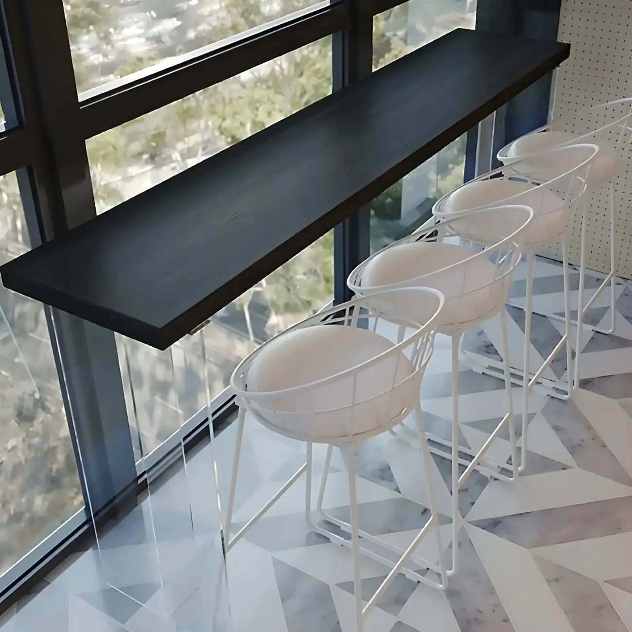 Minimalist Black Wood Clear Base Bar Table for Kitchen Dining Image - 2 | homeyfad