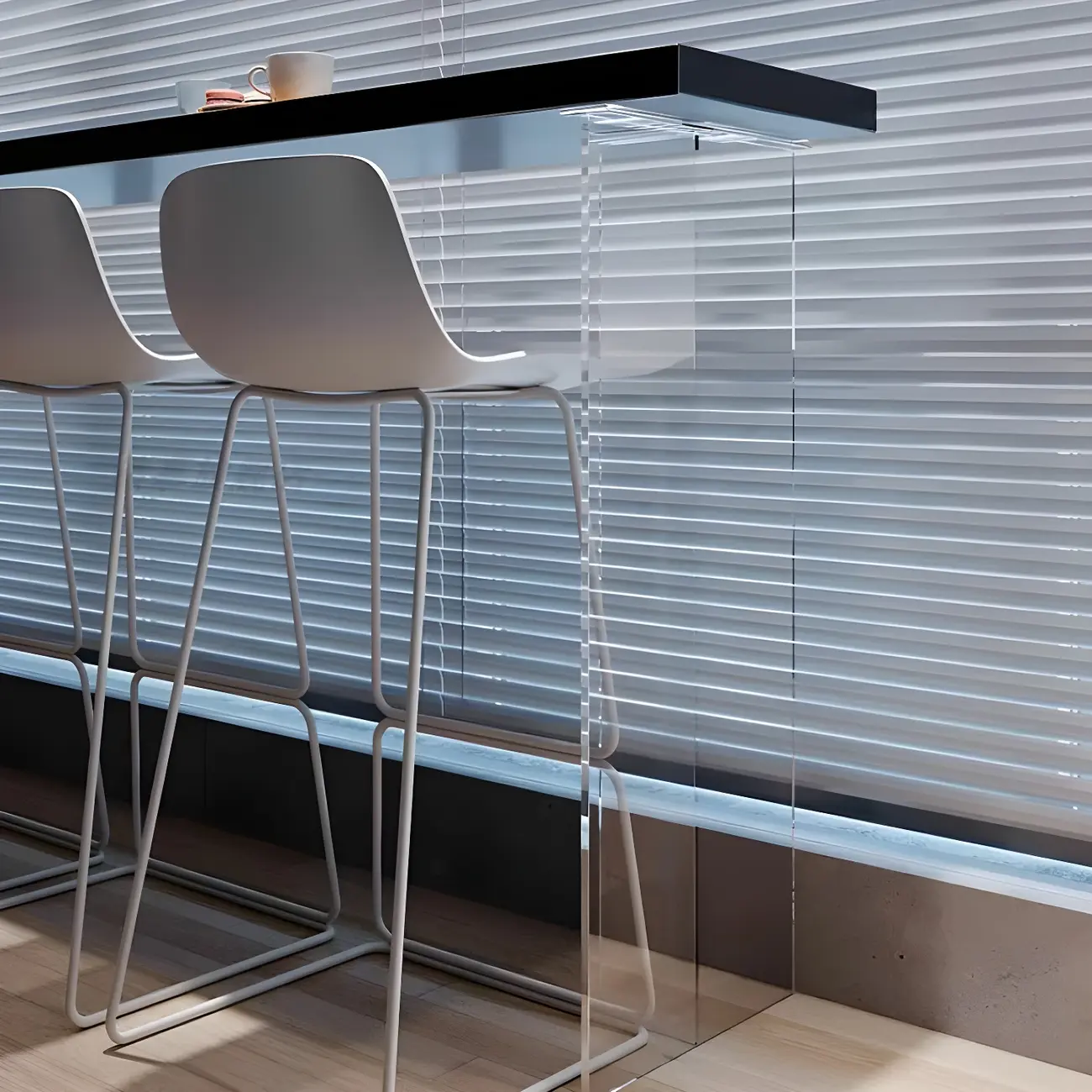 Minimalist Black Wood Clear Base Bar Table for Kitchen Dining Image - 6 | homeyfad