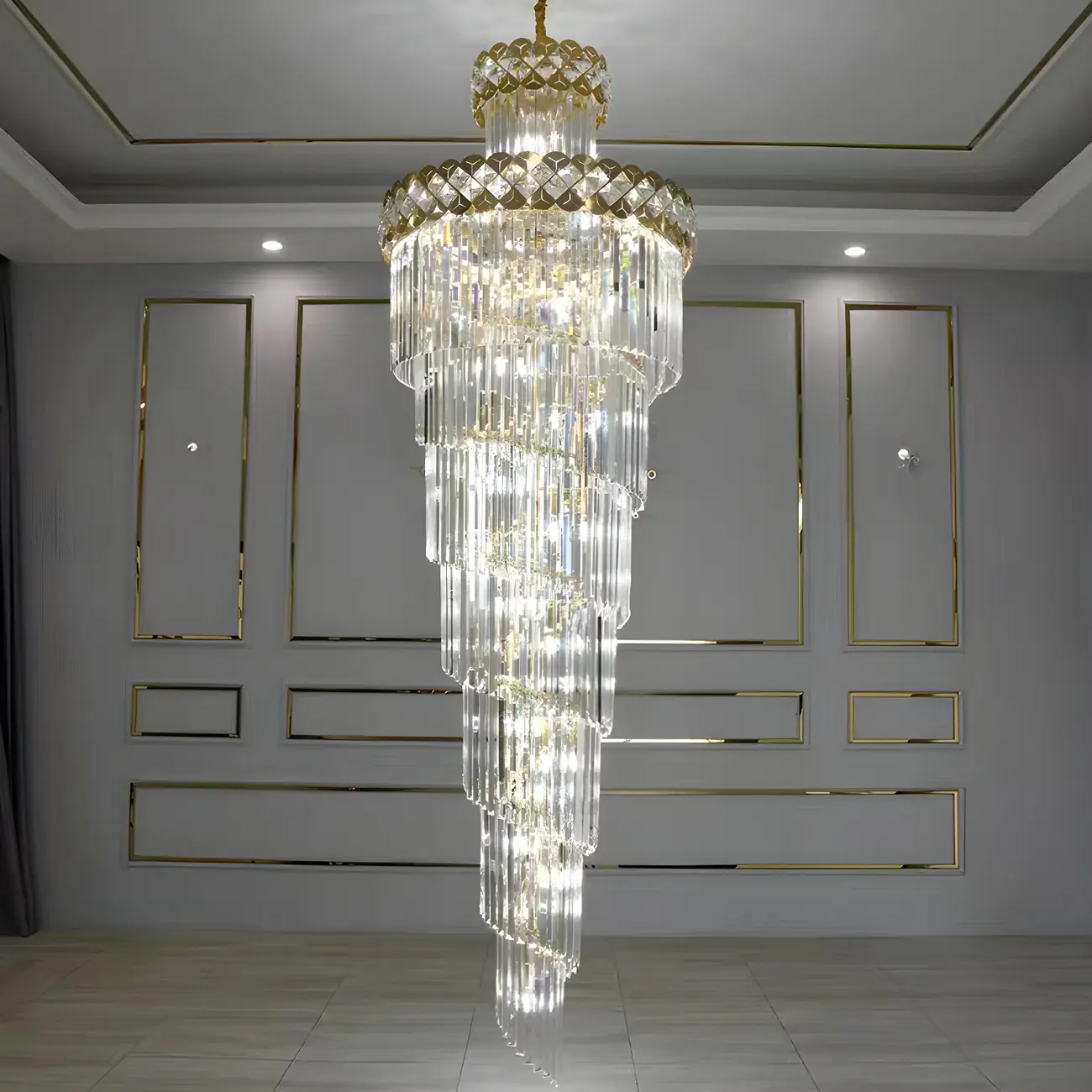 Luxurious Spiral Tiered LED Crystal Chandelier Image - 9 | homeyfad