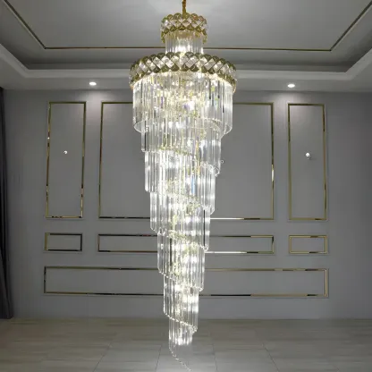 Luxurious Spiral Tiered LED Crystal Chandelier Image - 9