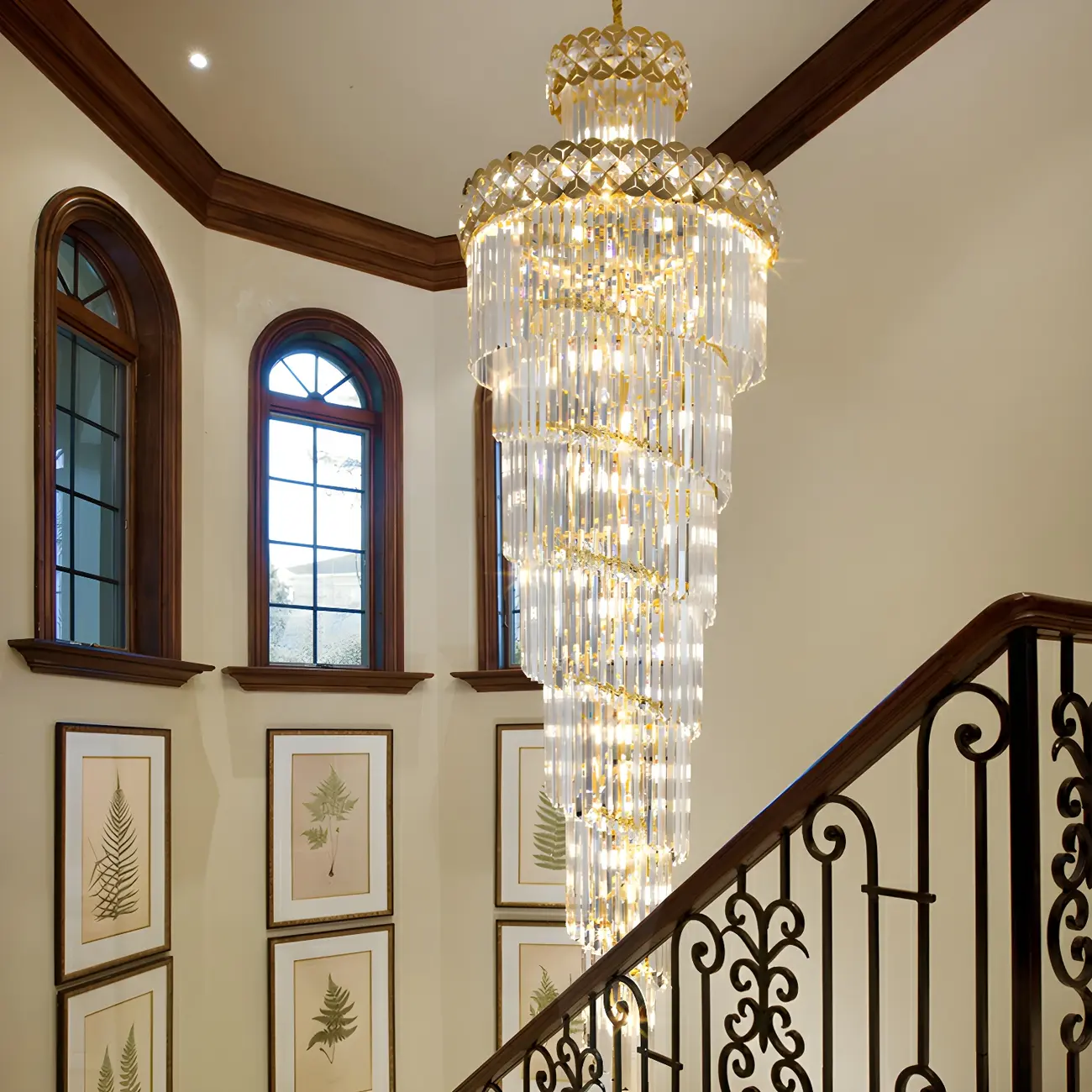 Luxurious Spiral Tiered LED Crystal Chandelier Image - 2 | homeyfad