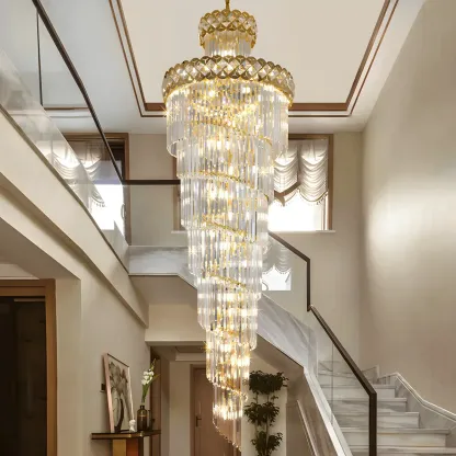 Luxurious Spiral Tiered LED Crystal Chandelier Image - 6